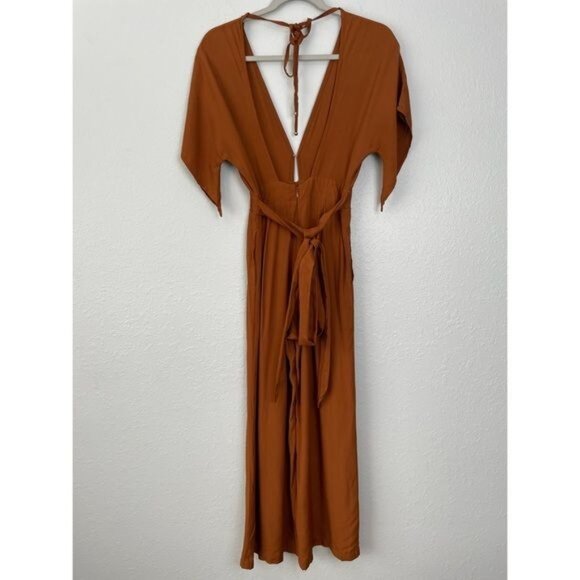 Faithfull The Brand Cedric crop jumpsuit burnt orange 2 - Picture 9 of 15